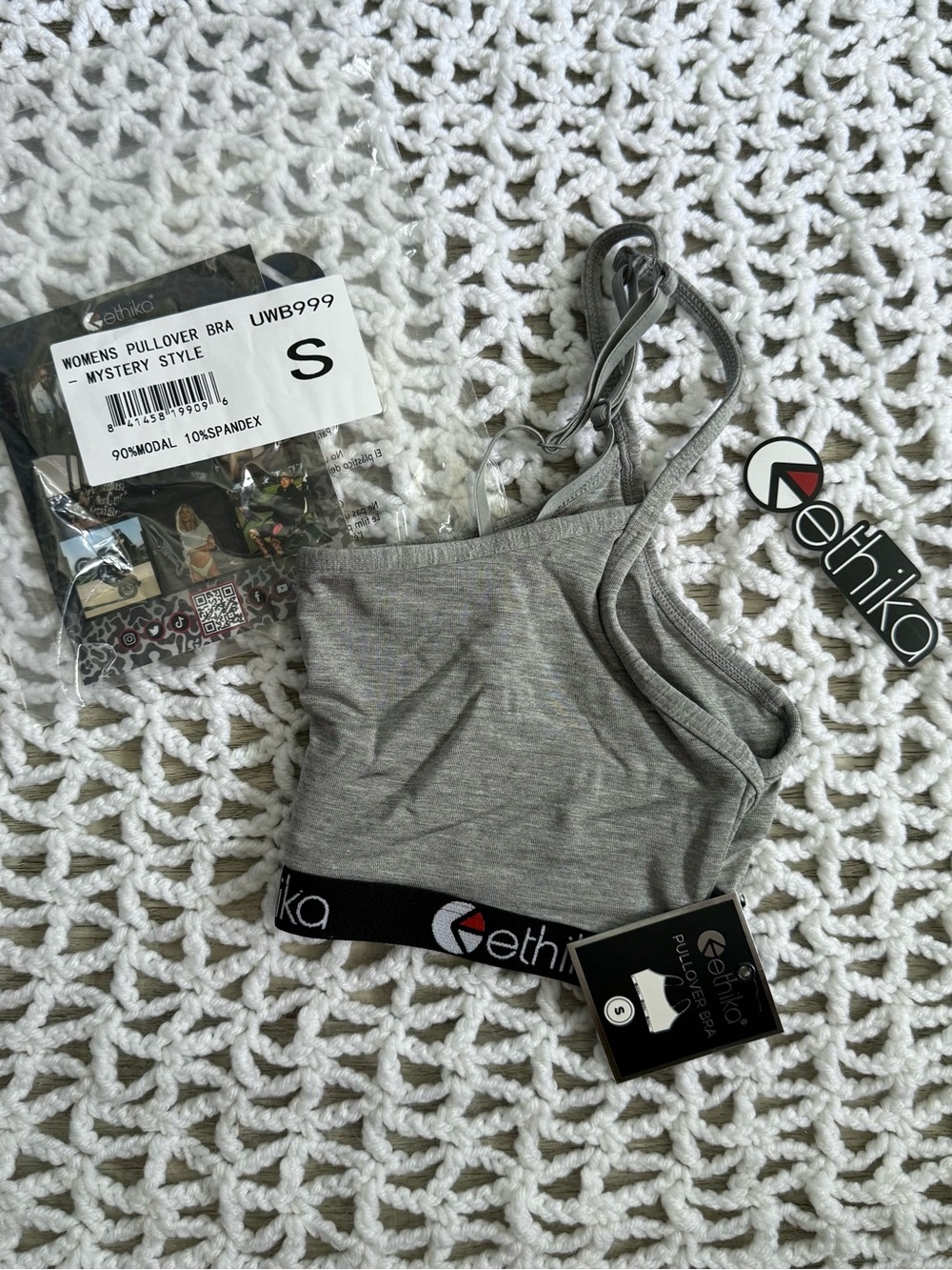 Women's ethika Gray Pullover Bralette with Branded Elastic